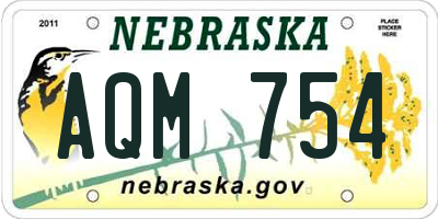 NE license plate AQM754
