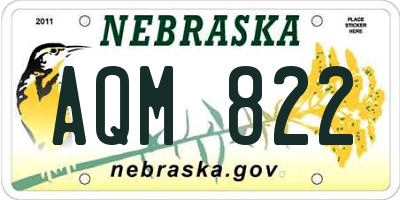 NE license plate AQM822