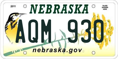 NE license plate AQM930