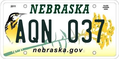 NE license plate AQN037