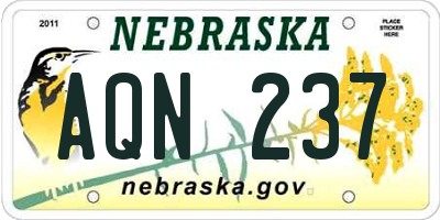 NE license plate AQN237