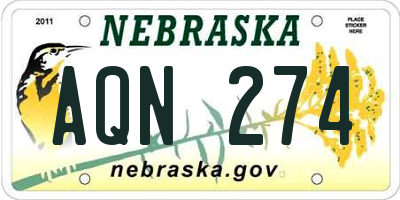 NE license plate AQN274