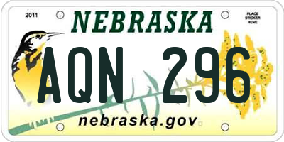 NE license plate AQN296