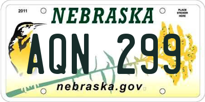 NE license plate AQN299