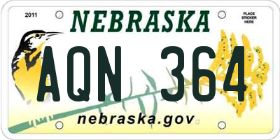 NE license plate AQN364