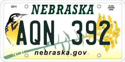 NE license plate AQN392
