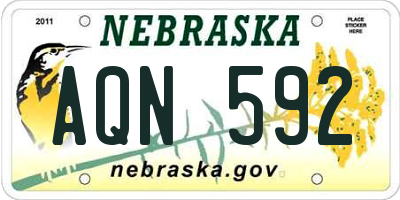 NE license plate AQN592