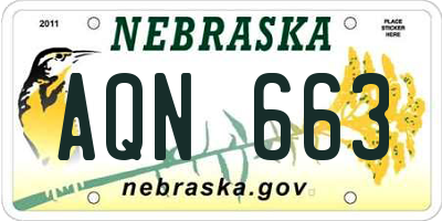 NE license plate AQN663