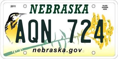 NE license plate AQN724