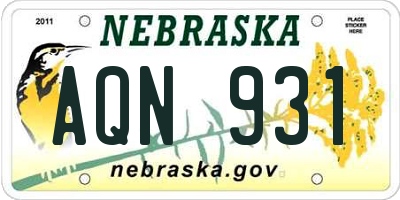 NE license plate AQN931