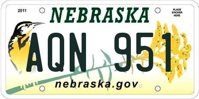 NE license plate AQN951