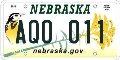 NE license plate AQO011