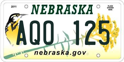 NE license plate AQO125