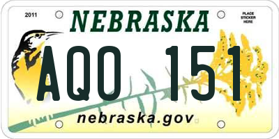 NE license plate AQO151