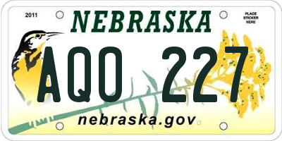 NE license plate AQO227