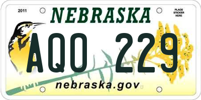 NE license plate AQO229