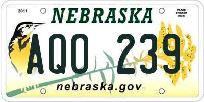 NE license plate AQO239