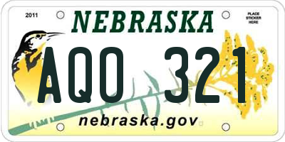 NE license plate AQO321