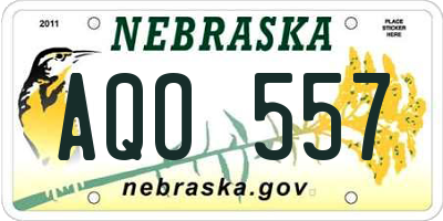 NE license plate AQO557