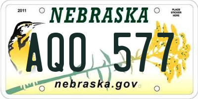 NE license plate AQO577