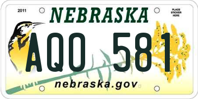 NE license plate AQO581