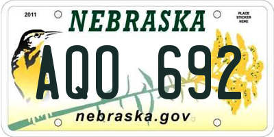 NE license plate AQO692