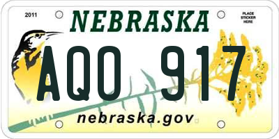 NE license plate AQO917