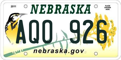 NE license plate AQO926