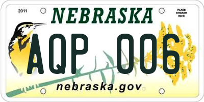 NE license plate AQP006