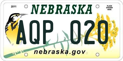 NE license plate AQP020