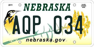 NE license plate AQP034