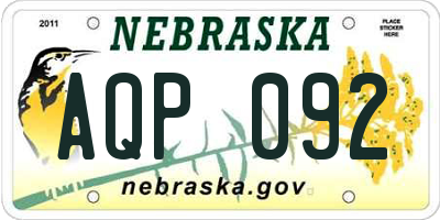NE license plate AQP092