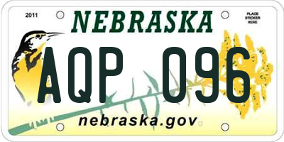 NE license plate AQP096