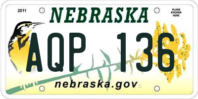 NE license plate AQP136