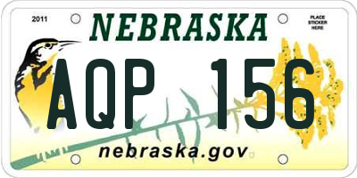 NE license plate AQP156