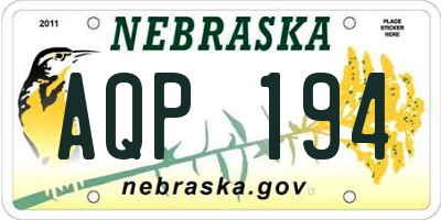 NE license plate AQP194