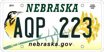 NE license plate AQP223