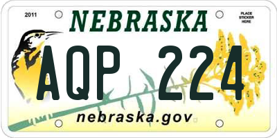 NE license plate AQP224