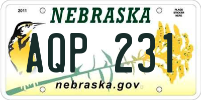 NE license plate AQP231