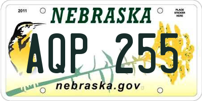 NE license plate AQP255