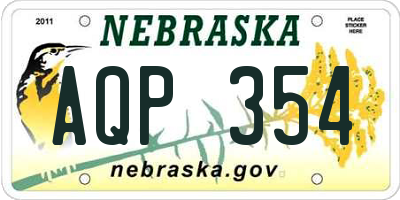 NE license plate AQP354