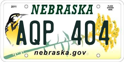 NE license plate AQP404