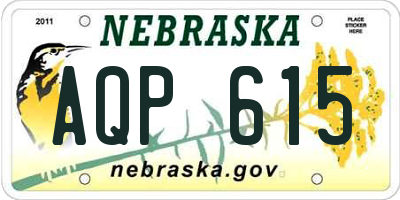 NE license plate AQP615