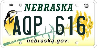 NE license plate AQP616