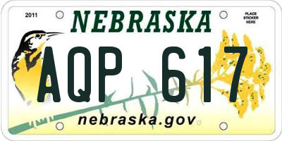 NE license plate AQP617