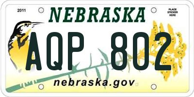 NE license plate AQP802