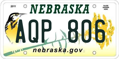 NE license plate AQP806