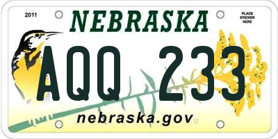 NE license plate AQQ233