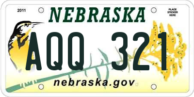NE license plate AQQ321