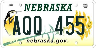 NE license plate AQQ455
